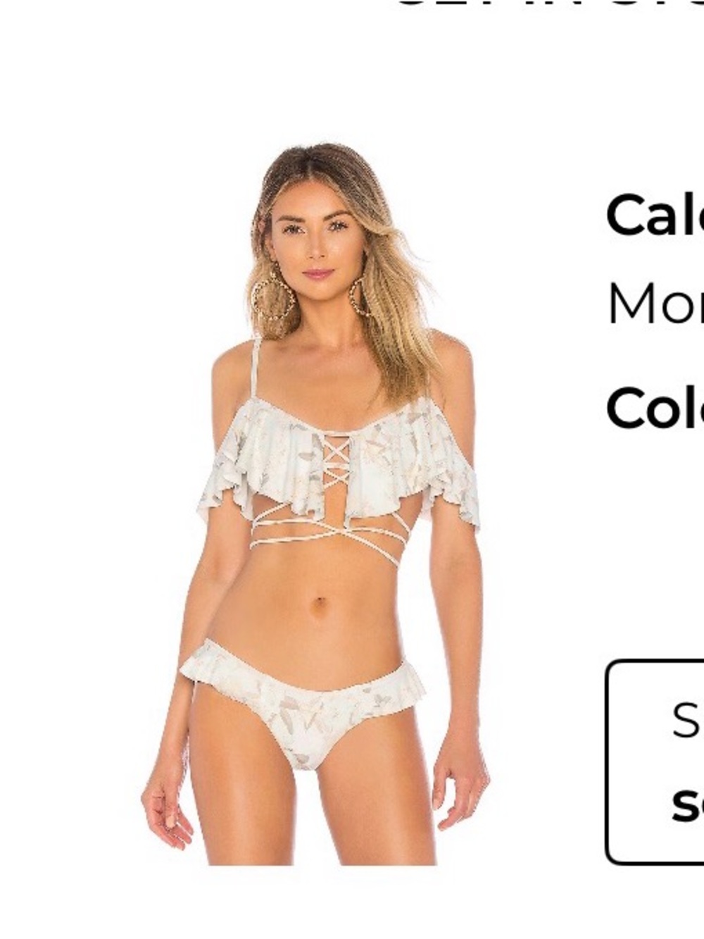Montce Ete Floral Ruffle Bikini Set in White and Cream